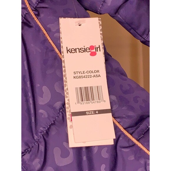 Kensiegirl Jacket Girls 4 Purple Long Sleeves Regular Hooded Full Zip Puffer New - Picture 6 of 8